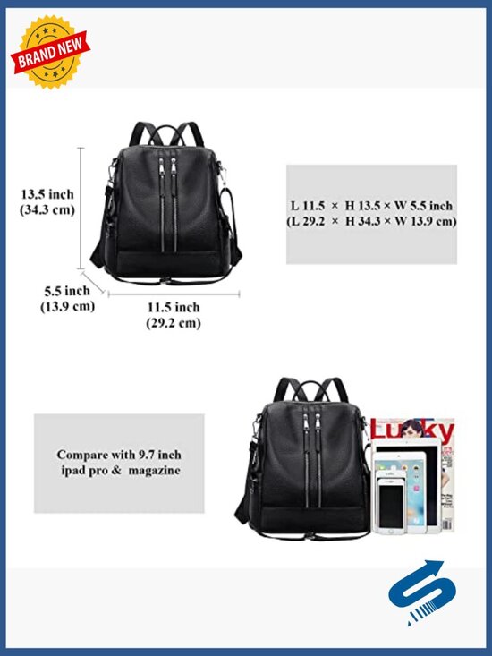 Convertible Leather Backpack Purse Crossbody Shoulder Bag Daypack Laptop main image 4